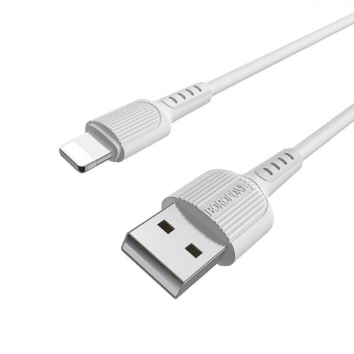 Кабель BOROFONE BX16 USB to iP 2A, 1m, PVC, TPE connectors, White