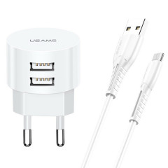МЗП Usams Travel Charging Set Send-Tu Series (T20 Dual USB Round Charger+U35 Micro cable) White (XTXLOGT18MC05)