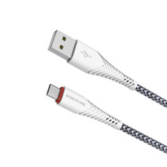 Кабель BOROFONE BX25 Powerful USB to Type-C 3A,1m, nylon, TPE connectors, White