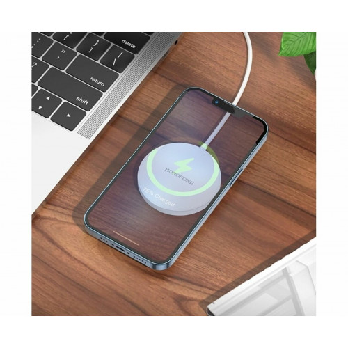 Бездротовий зарядний пристрій BOROFONE BQ17 Original series magnetic wireless fast charger White