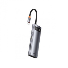 USB-Hub Baseus Metal Gleam Series 7-in-1 Multifunctional Type-C HUB Docking Station Gray（Type-C to HDMI*1+USB3.0*2+USB-C*1+PD*1+SD/TF*1) (WKWG020113)