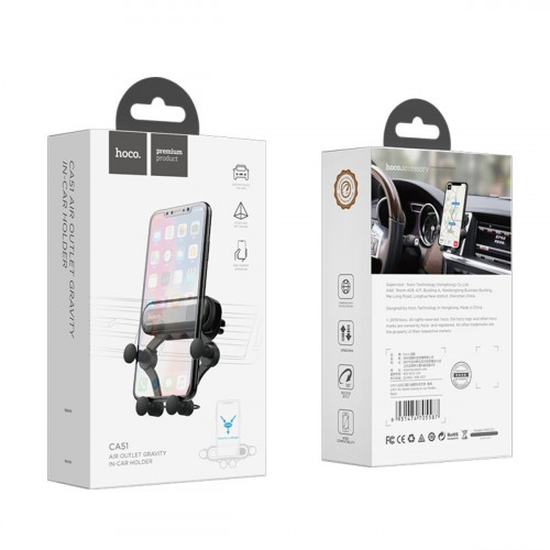 Тримач для мобільного HOCO CA51 Air outlet gravity in-car holder Black
