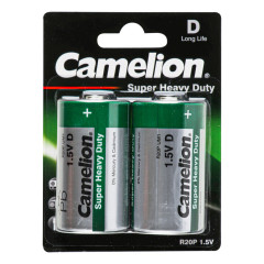 Батарейка CAMELION Super Heavy Duty Green D/R20 BP2 2шт (C-10000220) (4260033156280)