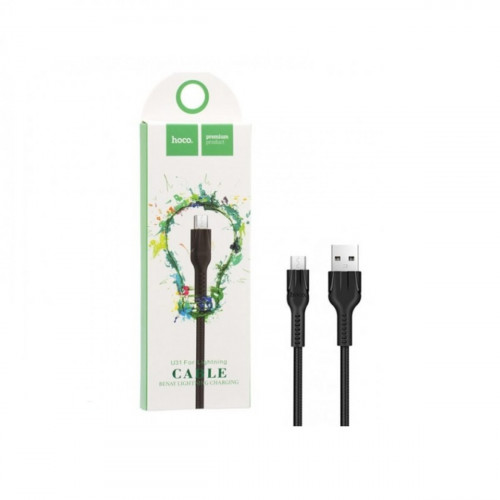 Кабель HOCO U31 USB to Micro 2.4A, 1m, nylon, TPE connectors, Black