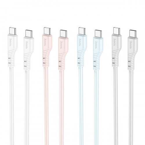 Кабель HOCO X97 Crystal color 60W silicone charging data cable Type-C to Type-C light gray