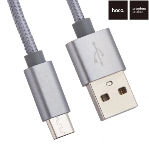 Кабель HOCO X2 USB to Micro 2.4A, 1m, nylon, aluminum connectors,Tarnish