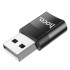 Кабель-перехiдник HOCO UA17 USB Male to Type-C female USB2.0 adapter Black