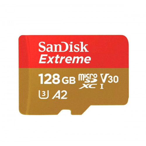 microSDXC (UHS-1 U3) SanDisk Extreme For Action Cams and Drones A2 128Gb class 10 V30 (R190MB/s,W90MB/s) (adapter)