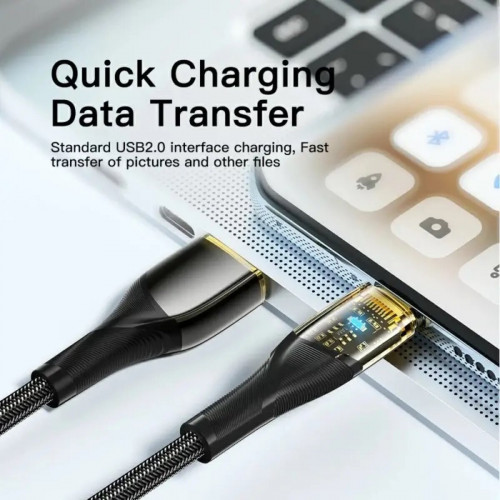 Кабель Essager Interstellar Transparent Design USB Charging Cable USB A to Type C 7A 2m black (EXCT-XJA01-P) (EXCT-XJA01-P)