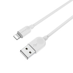 Кабель BOROFONE BX14 USB to iP 2.4A, 2m, PVC, TPE connectors, White (BX14L2W)