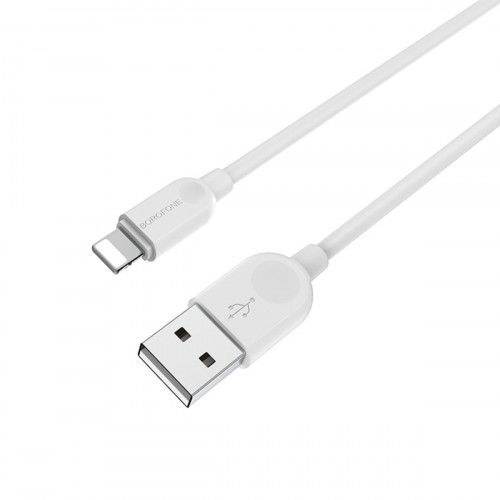 Кабель BOROFONE BX14 USB to iP 2.4A, 2m, PVC, TPE connectors, White