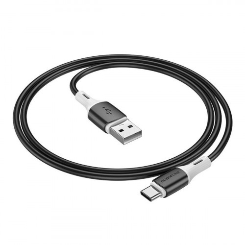 Кабель BOROFONE BX79 USB to Type-C 3A, 1m, silicone, silicone connectors, Black