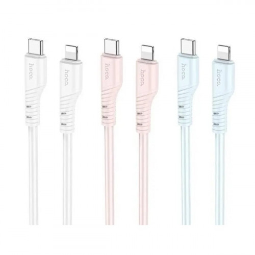 Кабель HOCO X97 Crystal color PD silicone charging data cable iP white