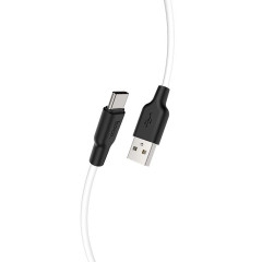 Кабель HOCO X21 Plus USB to Type-C 3A, 2m, silicone, silicone connectors, Black+White (6931474713889)