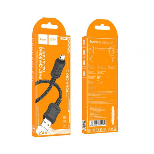 Кабель HOCO X94 Leader charging data cable Micro Black