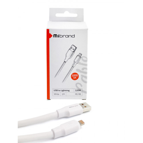 Кабель Mibrand MI-98 PVC Tube Cable USB for Lightning 120W 1m White