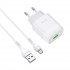 Мережевий зарядний пристрій HOCO C72Q Glorious single port QC3.0 charger set(Micro) White
