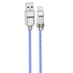Кабель HOCO U113 Solid 100W silicone charging data cable Type-C Blue (6931474790088)