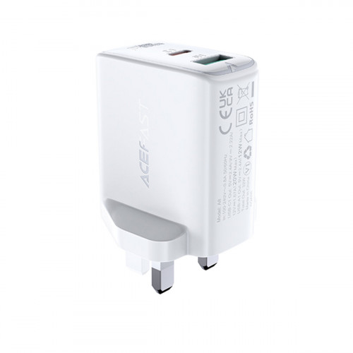 Мережевий зарядний пристрій ACEFAST A5 PD32W(USB-C+USB-A) dual port charger White