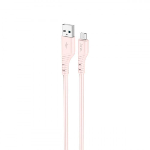 Кабель HOCO X97 Crystal color silicone charging data cable Micro light pink