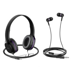 Навушники HOCO W24 Enlighten headphones with mic set Purple (6931474709653)