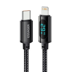 Кабель Essager Enjoy LED Digital Display USB Charging Cable Type C to Lightning 29W 1m black (EXCTL-XY01-P) (EXCTL-XY01-P)
