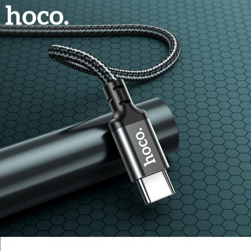 Кабель HOCO X14 Type-C to Type-C 60W, 1m, nylon, aluminum connectors, Black