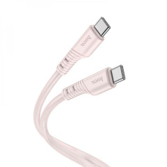 Кабель HOCO X97 Crystal color 60W silicone charging data cable Type-C to Type-C light pink (6931474799944)
