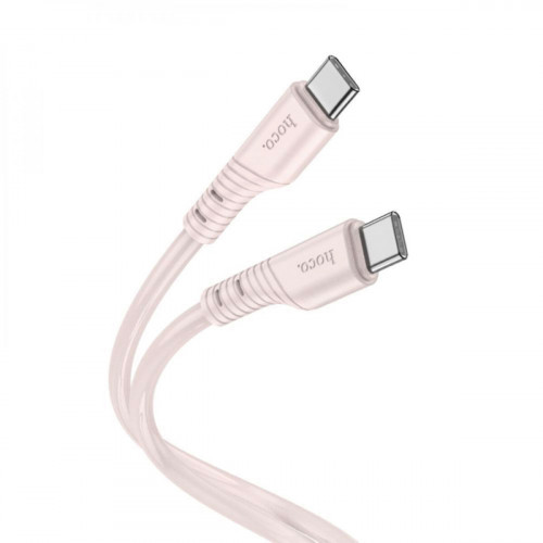 Кабель HOCO X97 Crystal color 60W silicone charging data cable Type-C to Type-C light pink