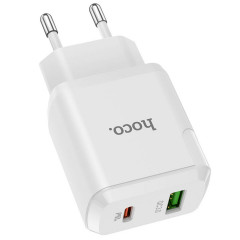 Мережевий зарядний пристрій HOCO N5 Favor dual port PD20W+QC3.0 charger set(Type-C to Type-C) White (6931474738943)