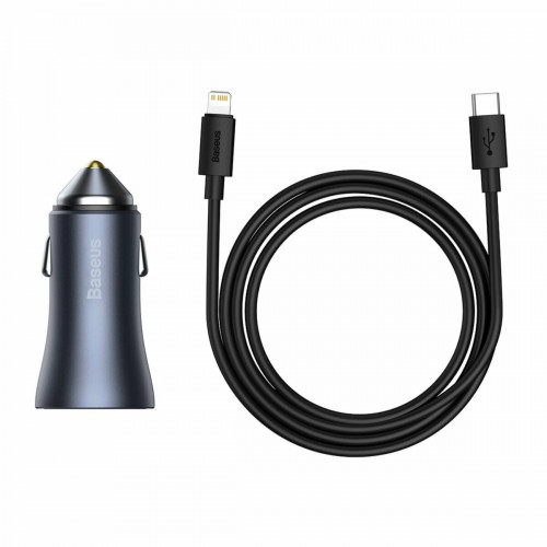 АЗП Baseus Golden Contactor Pro Dual Car Charger U+C 40W (With Cable Type-C/ iP 1m) Dark Grey