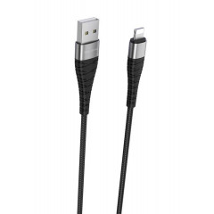 Кабель BOROFONE BX32 USB to iP 2.4A, 1m, nylon, aluminum+TPE connectors, Black (BX32LB)
