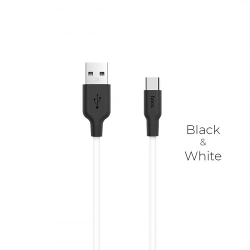 Кабель HOCO X21 USB to Type-C 2A, 1m, silicone, TPE connectors, Black+White