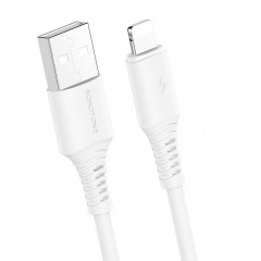 Кабель BOROFONE BX47 USB to iP 2.4A, 1m, PVC, PVC connectors, White