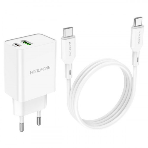 Мережевий зарядний пристрій BOROFONE BA69A Resource PD20W+QC3.0 charger set(Type-C to Type-C) White
