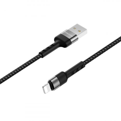 Кабель BOROFONE BX34 USB to iP 2.4A, 1m, nylon, aluminum connectors, Black