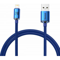 Кабель Baseus Crystal Shine Series Fast Charging Data Cable USB to iP 2.4A 1.2m Blue (CAJY000003)