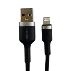Кабель Mibrand MI-71 Metal Braided  Cable USB for Lightning 2.4A 1m Black (MIDC/71LB)