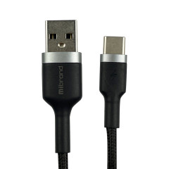 Кабель Mibrand MI-71 Metal Braided Cable USB for Type-C  2.4A 1m Black (MIDC/71TB)