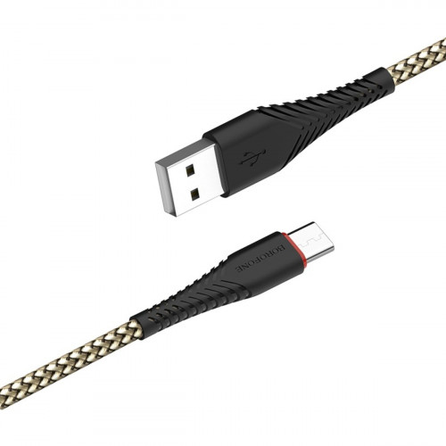 Кабель BOROFONE BX25 Powerful USB to Type-C 3A,1m, nylon, TPE connectors, Black