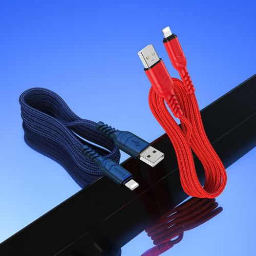 Кабель HOCO X59 USB to iP 2.4A, 1m, nylon, TPE connectors, Blue