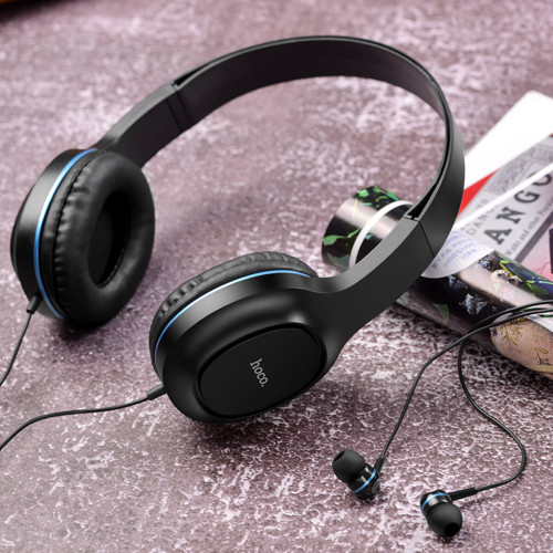 Навушники HOCO W24 Enlighten headphones with mic set Blue