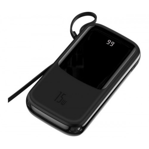 Зовнішній акумулятор Baseus Qpow Digital Display Power Bank 20000mAh 15W Black (With IP Cable) Black