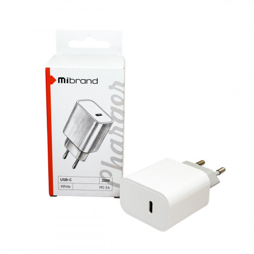 Мережевий зарядний пристрій Mibrand MI-16 20W PD + Quick Charger USB-C White