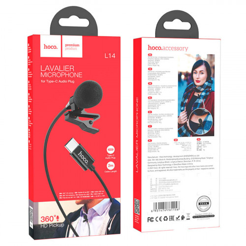 Мікрофон-петличка HOCO L14 Type-C Lavalier microphone Black