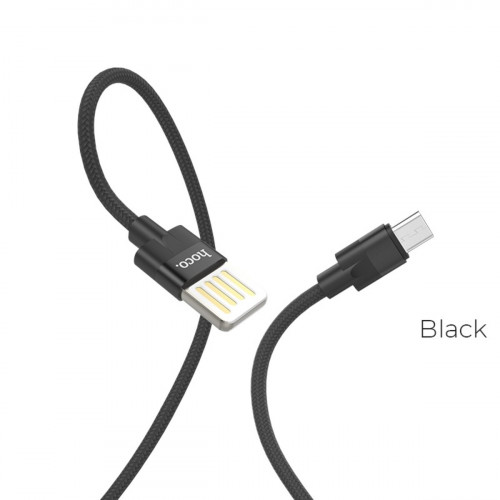 Кабель HOCO U55 USB to Micro 2.4A, 1.2m, nylon. zinc connectors, Black