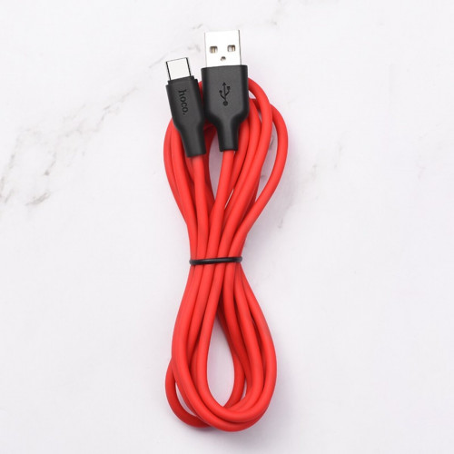 Кабель HOCO X21 Plus USB to Type-C 3A, 1m, silicone, silicone connectors, Black+Red