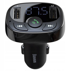 АЗП з FM-модулятор Baseus T typed Bluetooth MP3 charger with car holder（Standard edition）Black (CCTM-01)