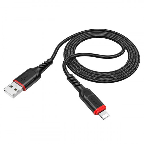 Кабель HOCO X59 USB to iP 2.4A, 1m, nylon, TPE connectors, Black