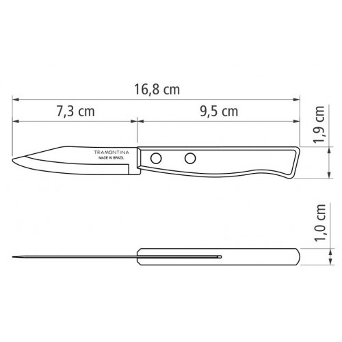 Набори ножів TRAMONTINA TRADICIONAL ніж д/овочей 76мм - 60шт стікер (22210/403)
